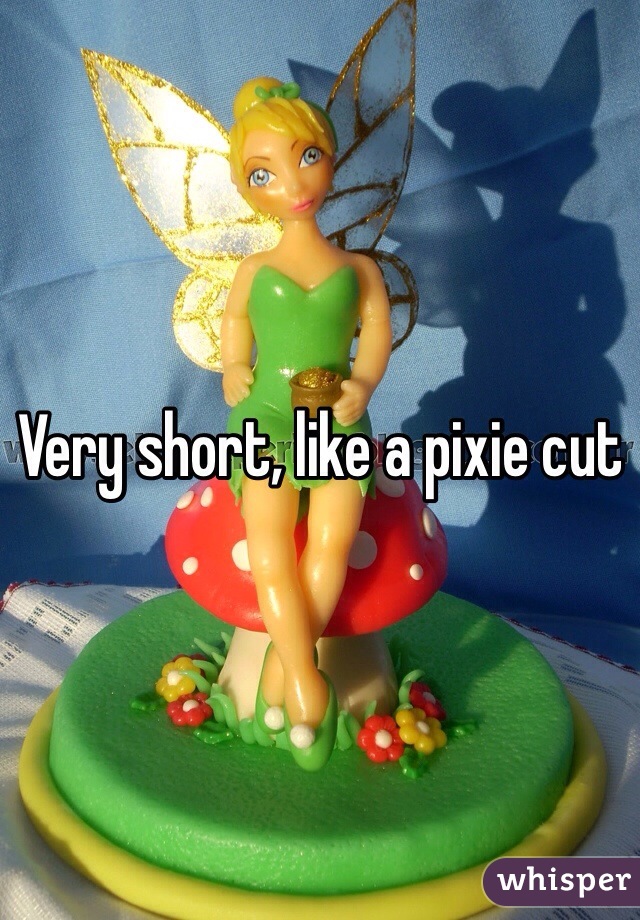 Very short, like a pixie cut