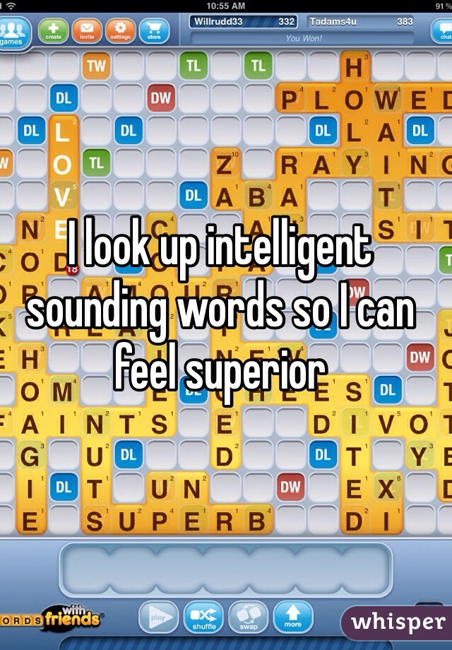 I look up intelligent sounding words so I can feel superior