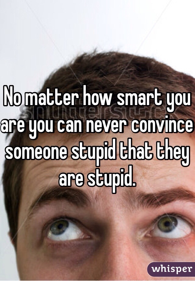 No matter how smart you are you can never convince someone stupid that they are stupid. 