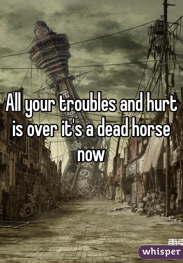 All your troubles and hurt is over it's a dead horse now 