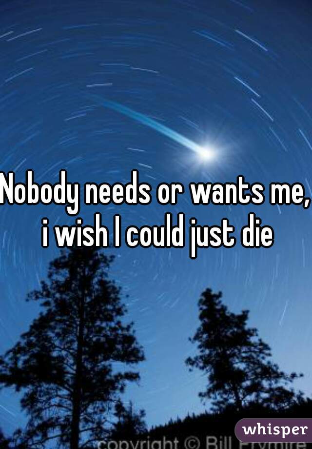 Nobody needs or wants me, i wish I could just die