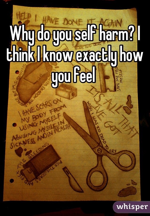 Why do you self harm? I think I know exactly how you feel 