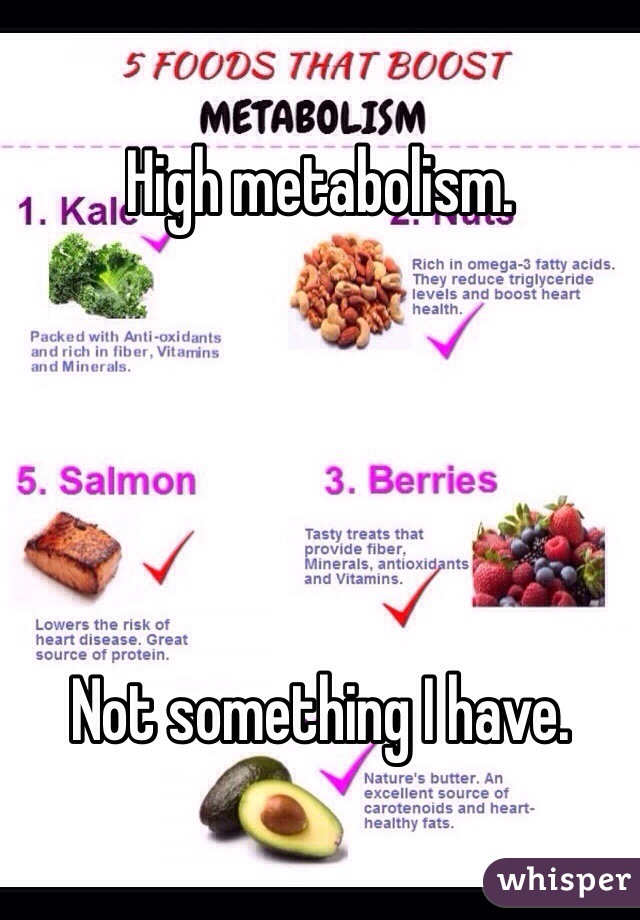 High metabolism. 





Not something I have.