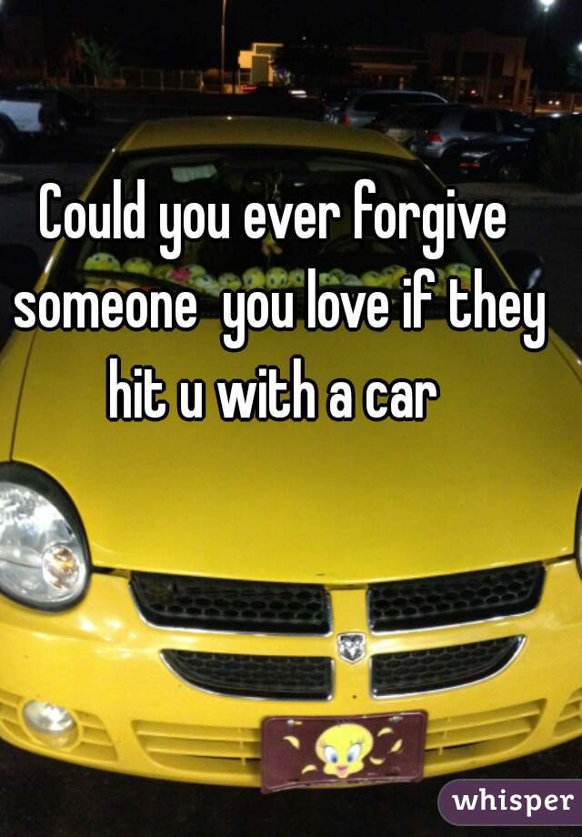 Could you ever forgive someone  you love if they hit u with a car 