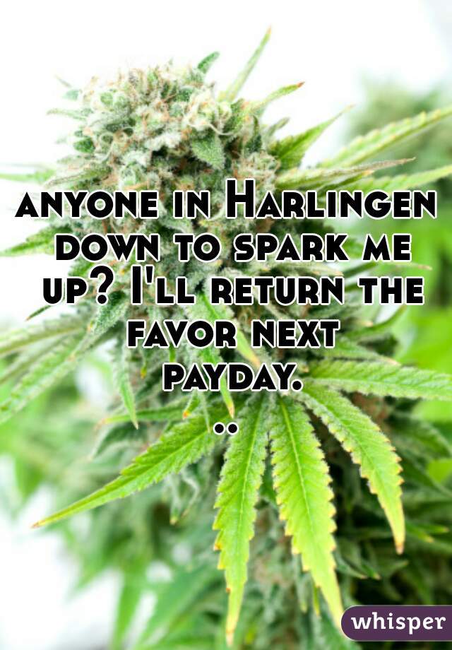 anyone in Harlingen down to spark me up? I'll return the favor next payday...