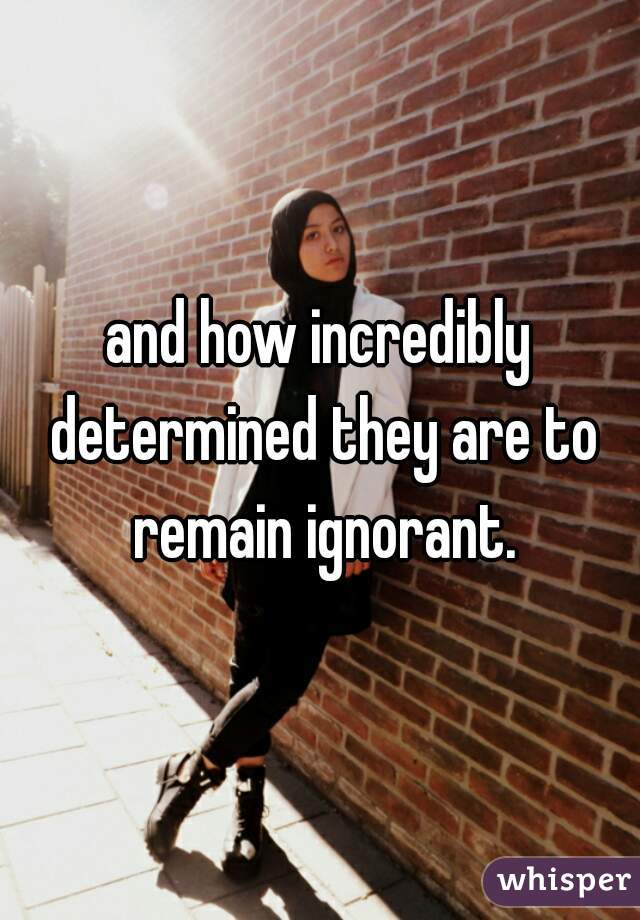 and how incredibly determined they are to remain ignorant.