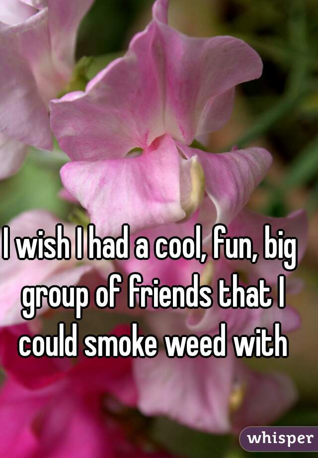 I wish I had a cool, fun, big group of friends that I could smoke weed with