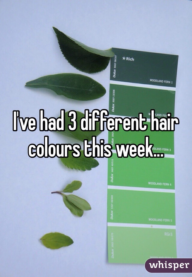 I've had 3 different hair colours this week...