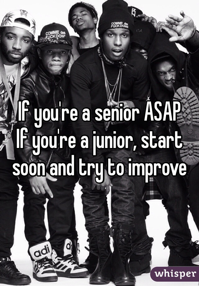 If you're a senior ASAP
If you're a junior, start soon and try to improve