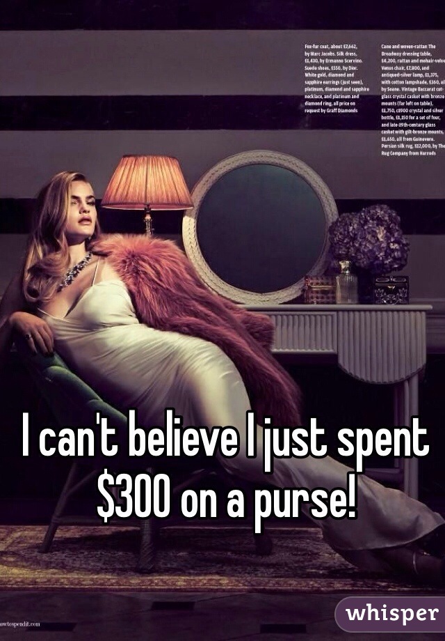 I can't believe I just spent $300 on a purse! 
