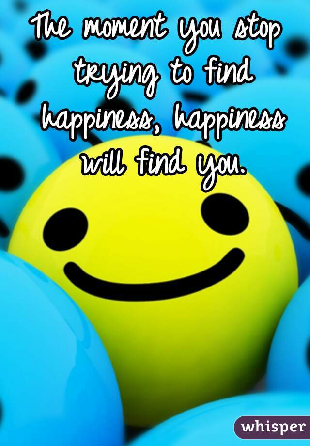 The moment you stop trying to find happiness, happiness will find you.