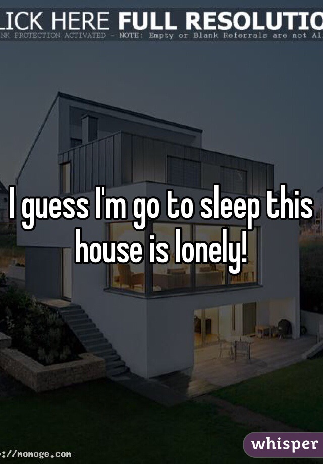 I guess I'm go to sleep this house is lonely! 