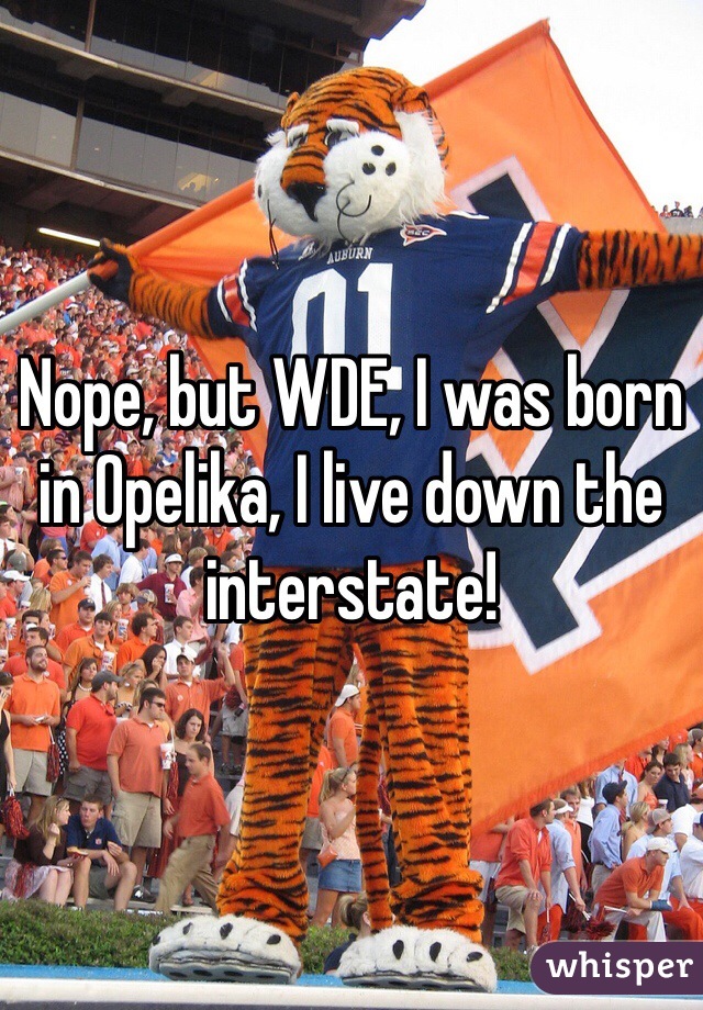 Nope, but WDE, I was born in Opelika, I live down the interstate!
