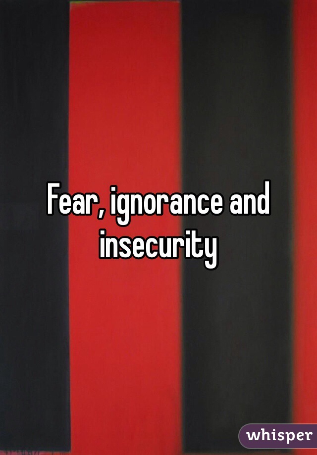 Fear, ignorance and insecurity