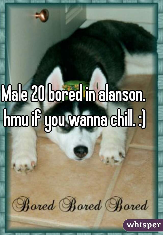 Male 20 bored in alanson. hmu if you wanna chill. :)