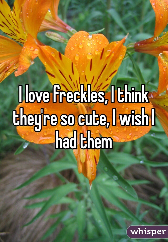 I love freckles, I think they're so cute, I wish I had them