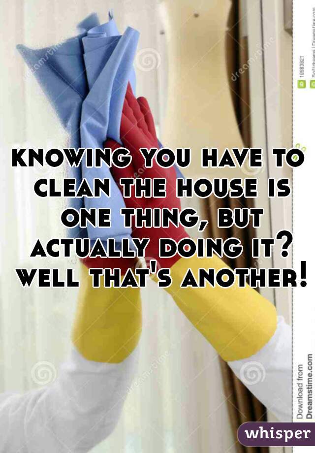 knowing you have to clean the house is one thing, but actually doing it? well that's another!