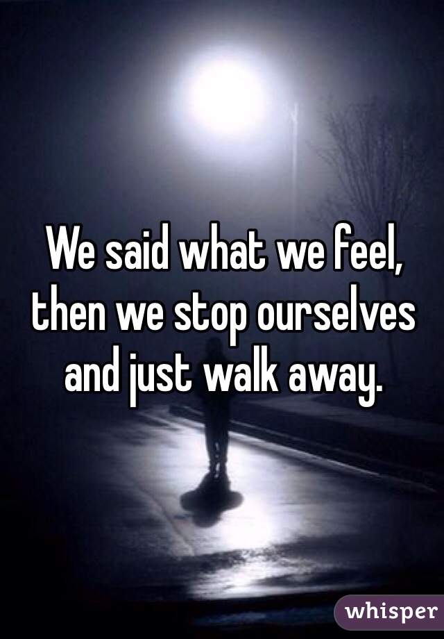 We said what we feel, then we stop ourselves and just walk away. 