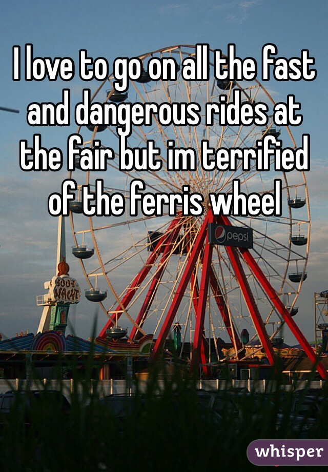 I love to go on all the fast and dangerous rides at the fair but im terrified of the ferris wheel 