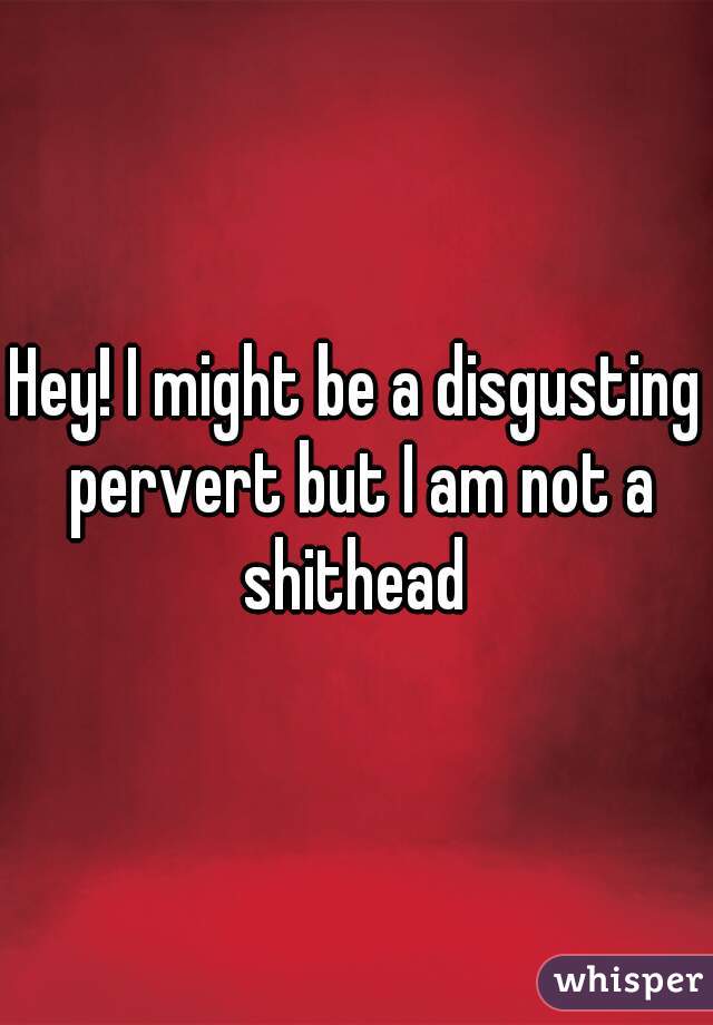 Hey! I might be a disgusting pervert but I am not a shithead 