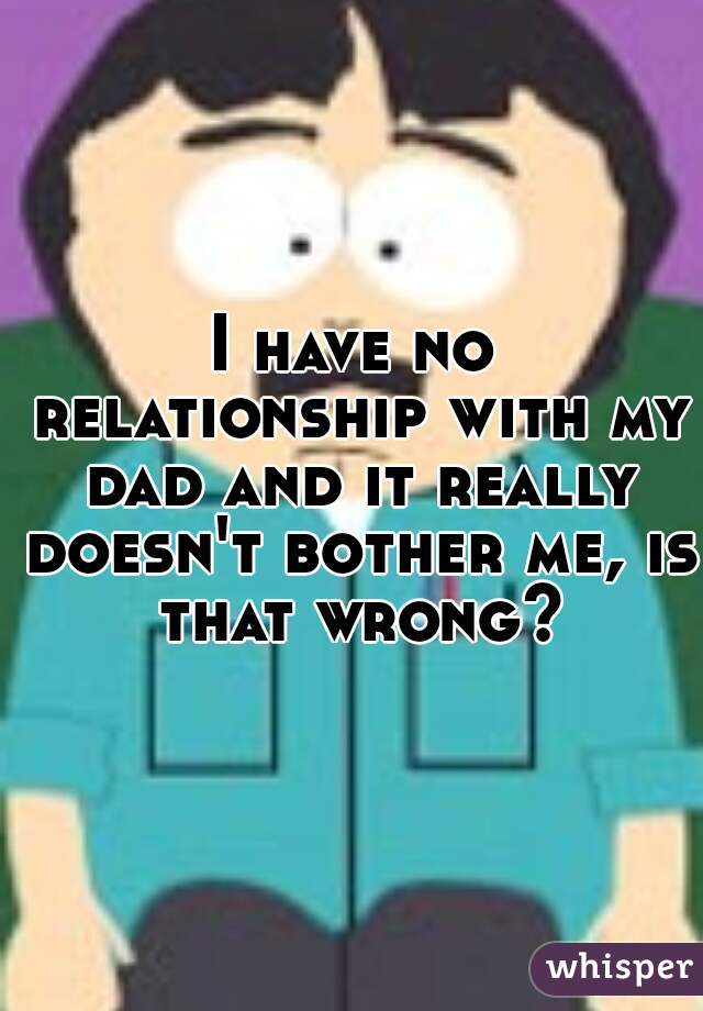I have no relationship with my dad and it really doesn't bother me, is that wrong?