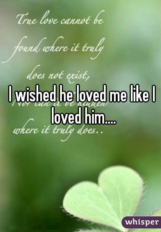 I wished he loved me like I loved him....
 