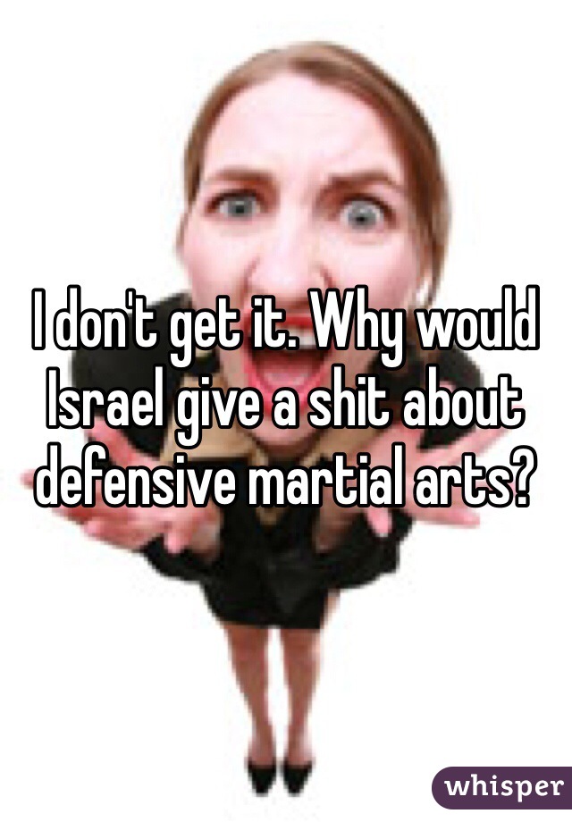 I don't get it. Why would Israel give a shit about defensive martial arts?