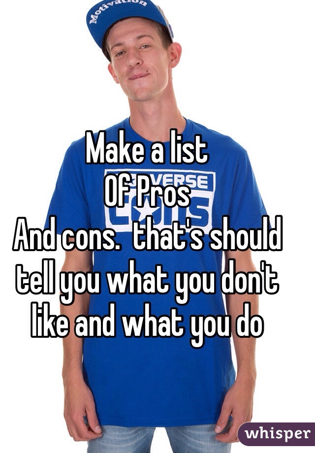 Make a list 
Of Pros
And cons.  that's should tell you what you don't like and what you do 