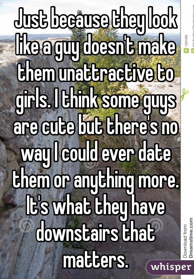 Just because they look like a guy doesn't make them unattractive to girls. I think some guys are cute but there's no way I could ever date them or anything more. It's what they have downstairs that matters.