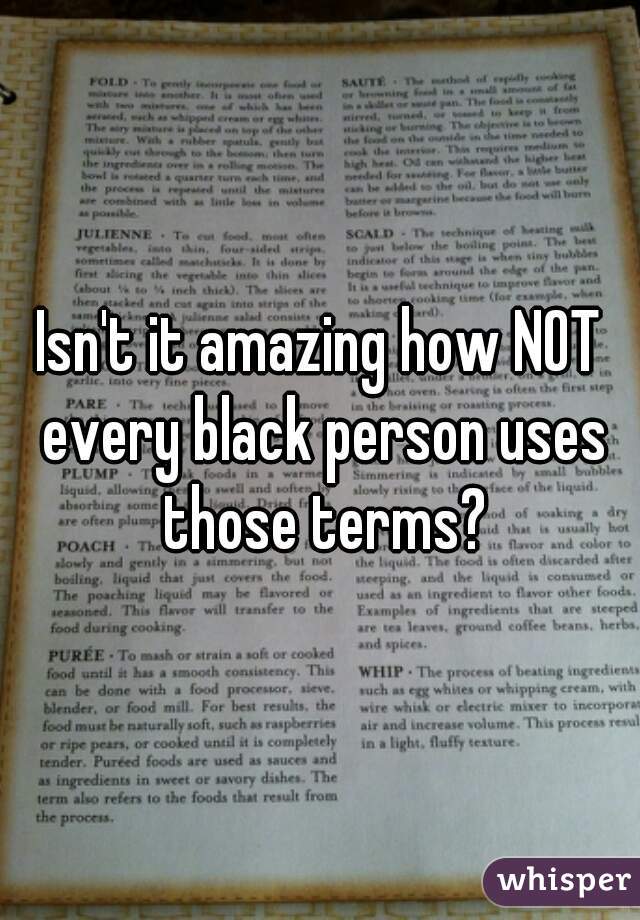 Isn't it amazing how NOT every black person uses those terms?