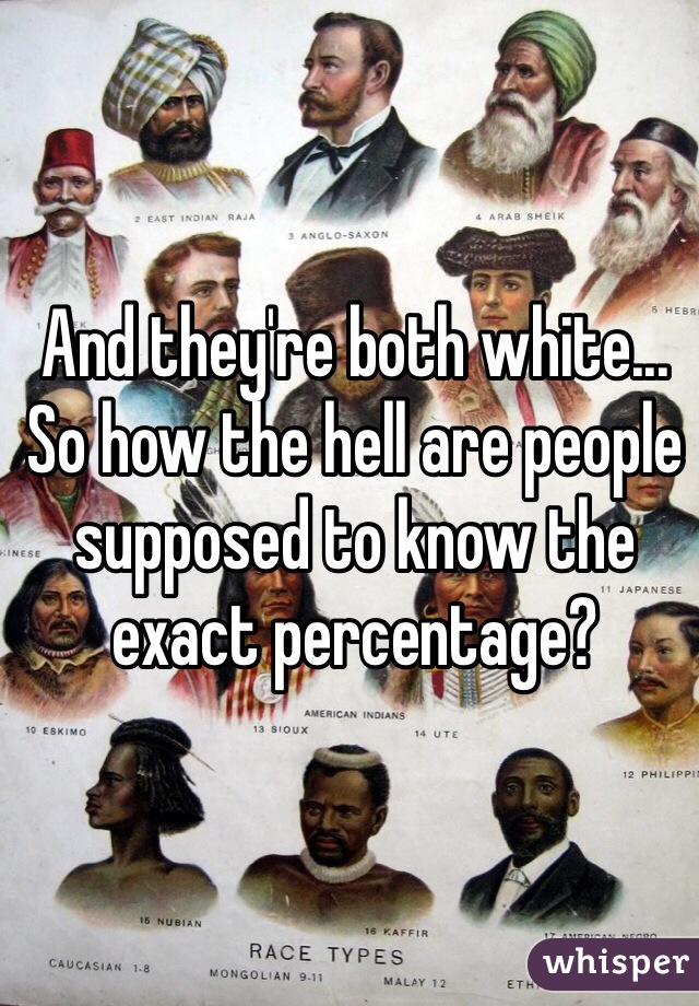 And they're both white... So how the hell are people supposed to know the exact percentage?
