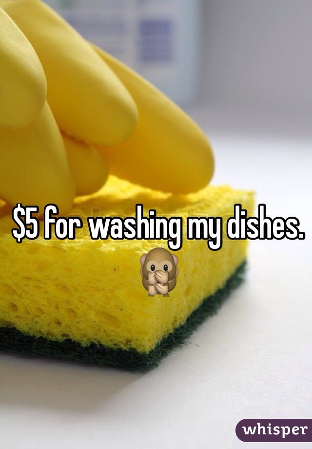 $5 for washing my dishes. 🙊