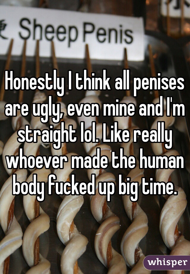Honestly I think all penises are ugly, even mine and I'm straight lol. Like really whoever made the human body fucked up big time. 