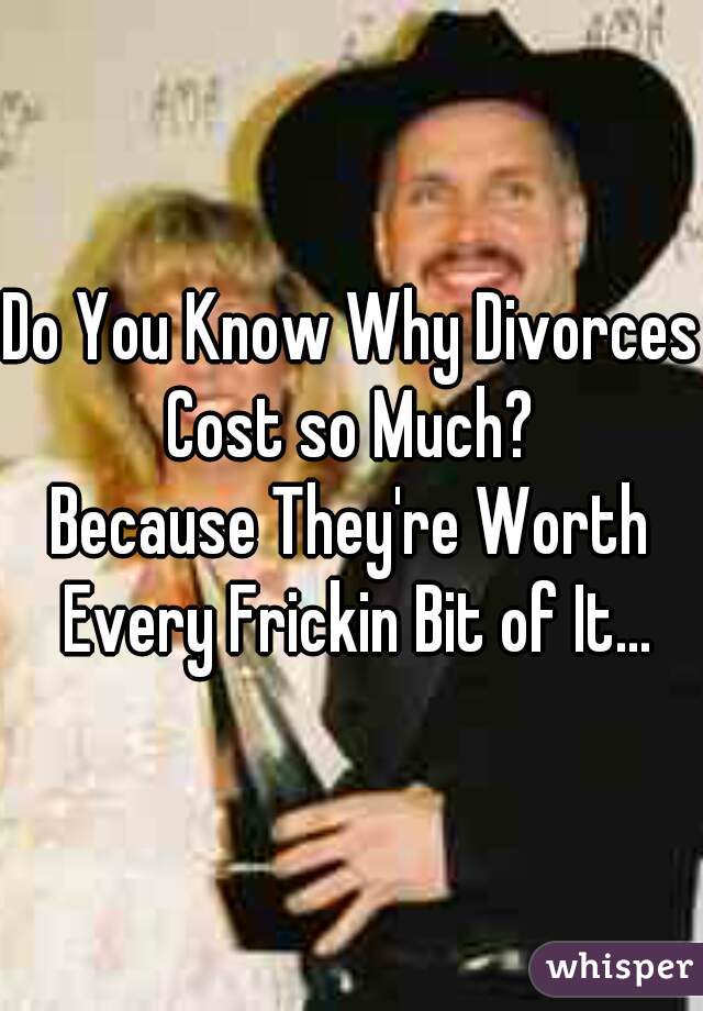 Do You Know Why Divorces Cost so Much? 
Because They're Worth Every Frickin Bit of It...