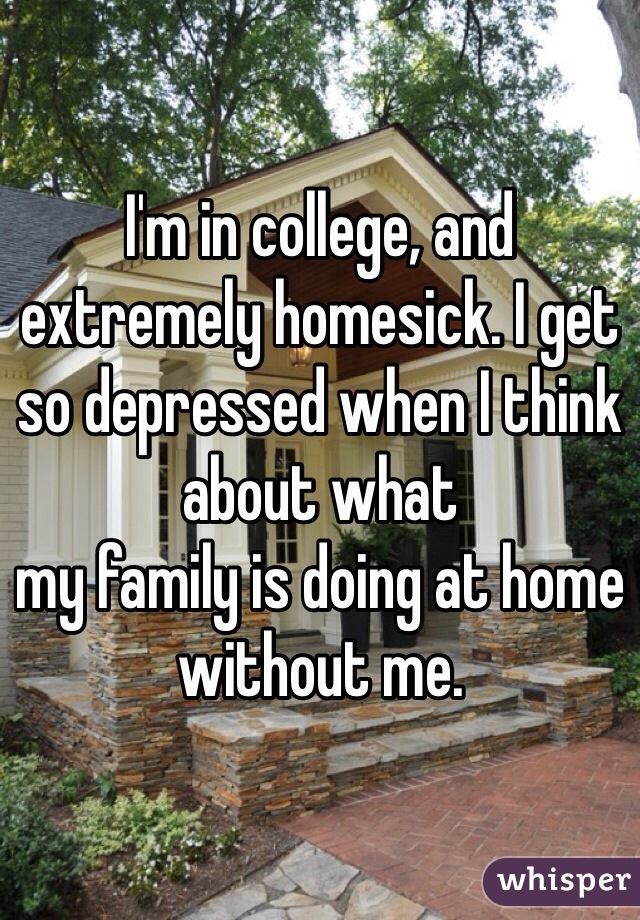 I'm in college, and extremely homesick. I get so depressed when I think about what
my family is doing at home without me. 