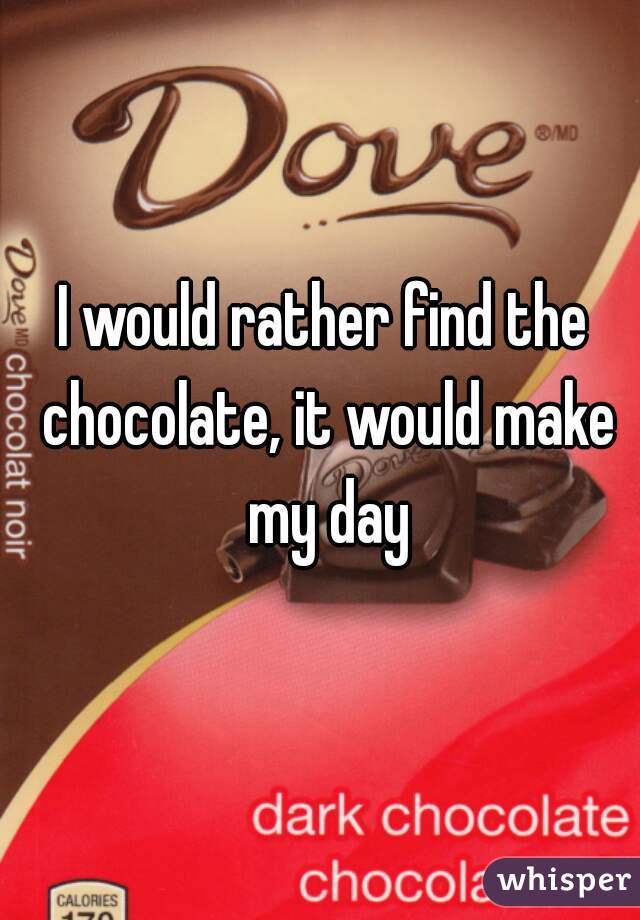 I would rather find the chocolate, it would make my day
