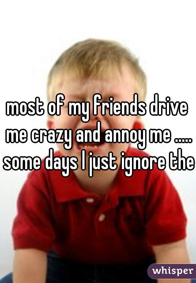 most of my friends drive me crazy and annoy me ..... some days I just ignore them