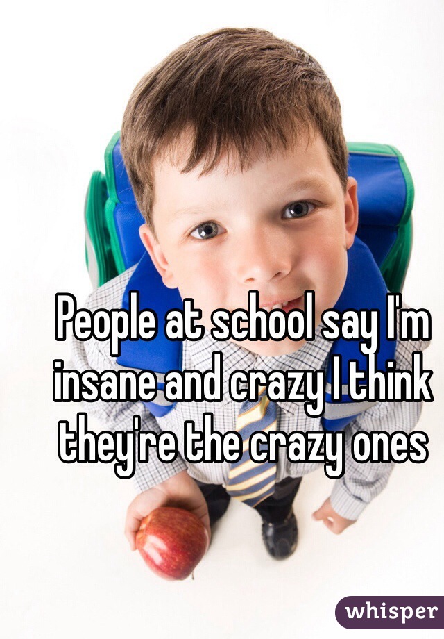 People at school say I'm insane and crazy I think they're the crazy ones 