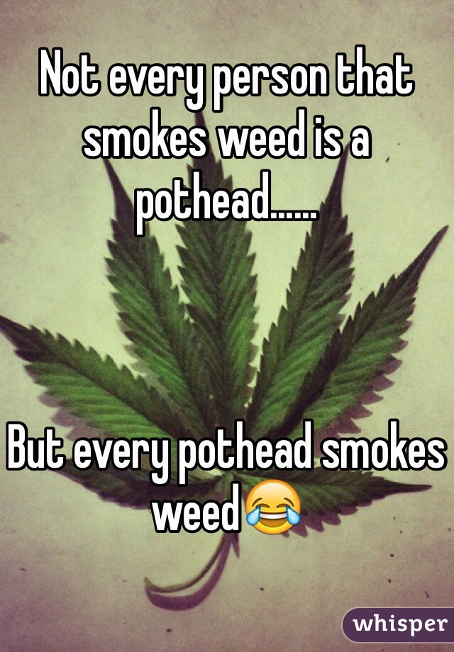 Not every person that smokes weed is a pothead......



But every pothead smokes weed😂