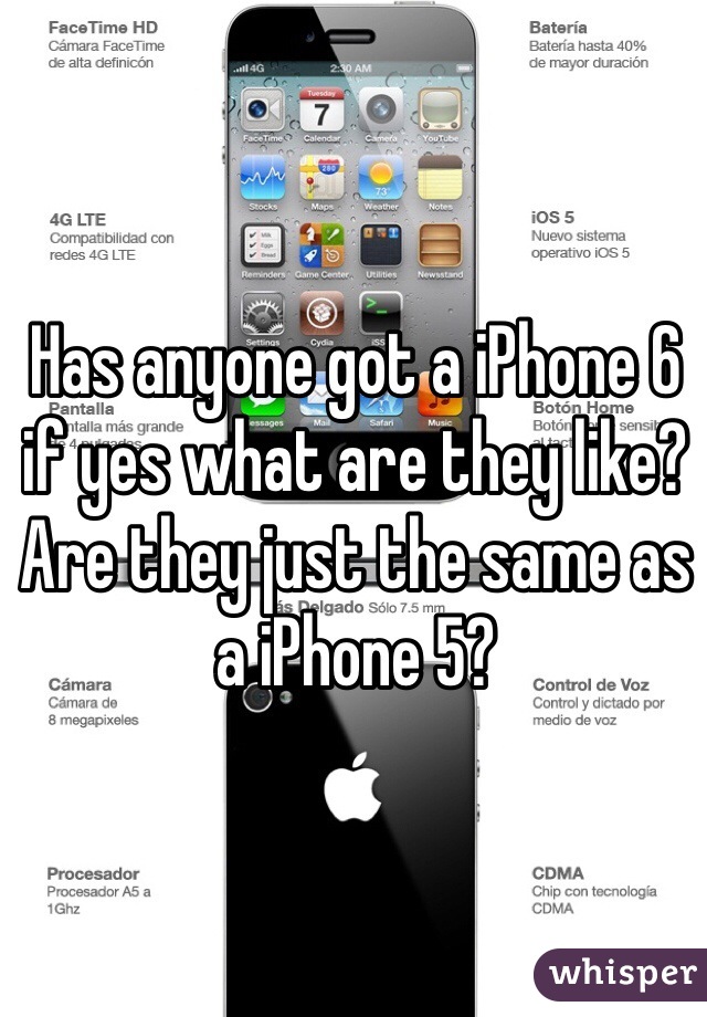 Has anyone got a iPhone 6 if yes what are they like? Are they just the same as a iPhone 5? 