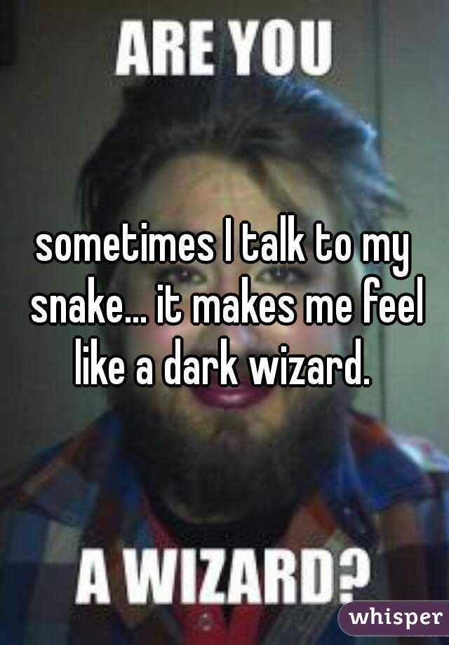 sometimes I talk to my snake... it makes me feel like a dark wizard. 