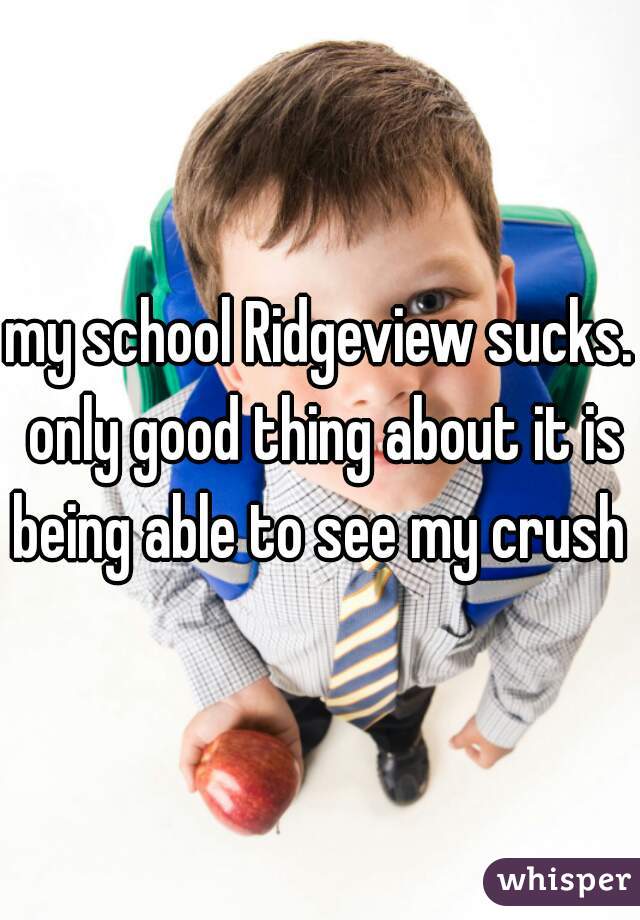 my school Ridgeview sucks. only good thing about it is being able to see my crush  