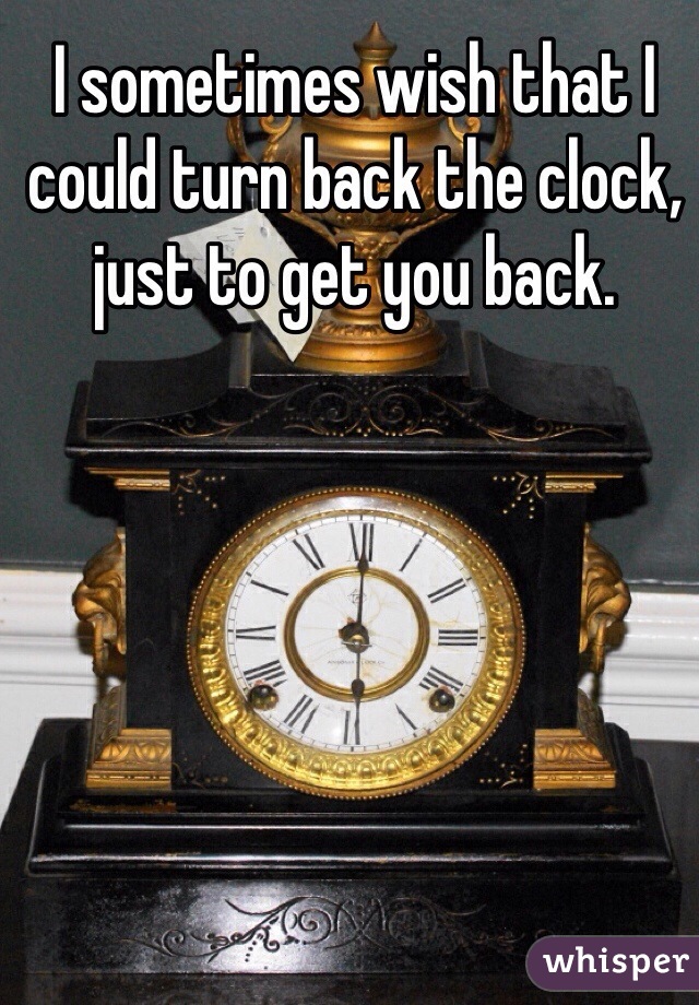 I sometimes wish that I could turn back the clock, just to get you back. 