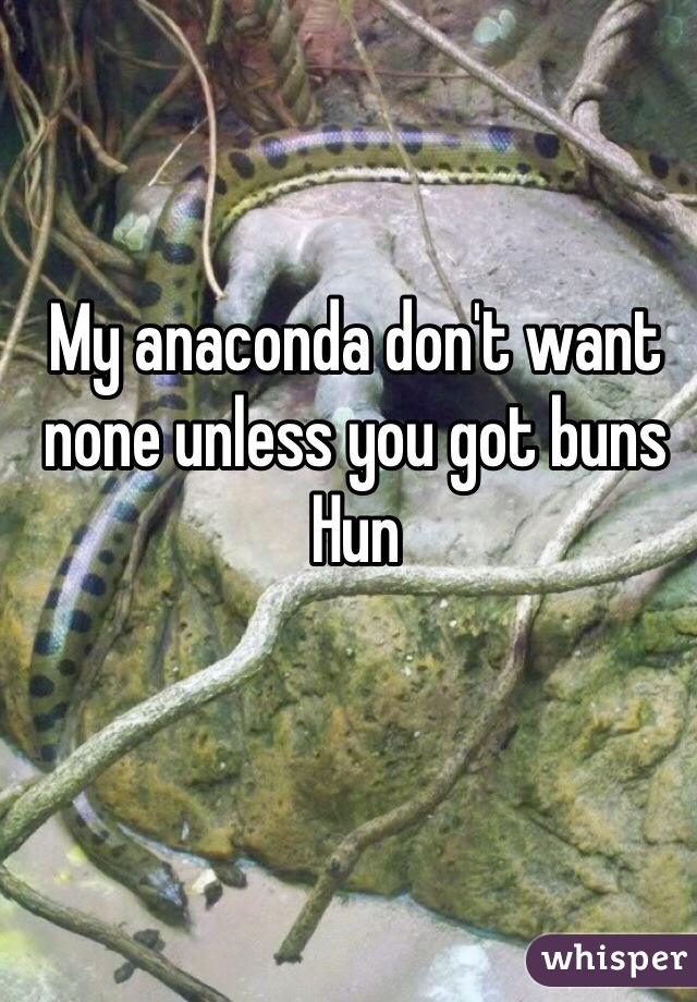 My anaconda don't want none unless you got buns Hun 
