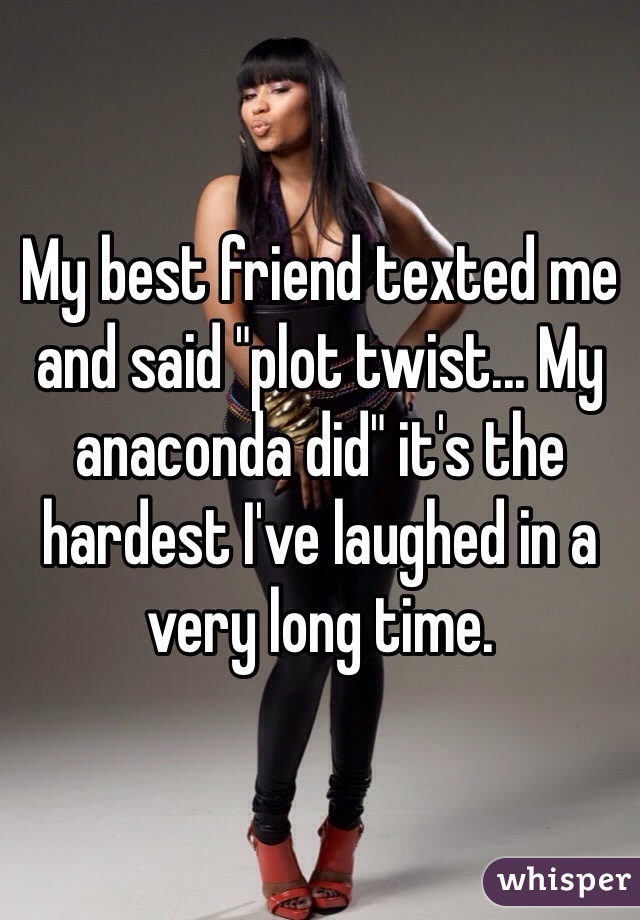 My best friend texted me and said "plot twist... My anaconda did" it's the hardest I've laughed in a very long time. 