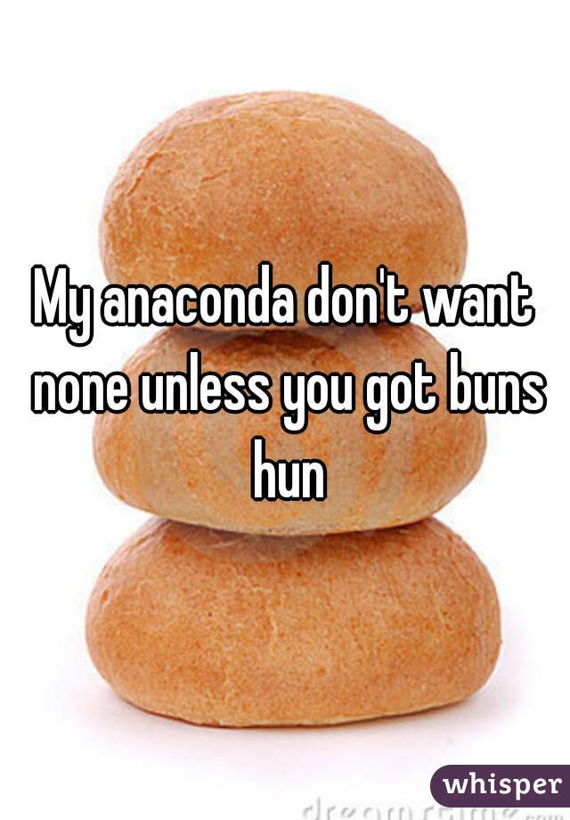 My anaconda don't want none unless you got buns hun