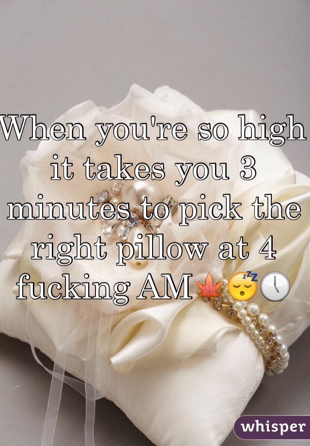 When you're so high it takes you 3 minutes to pick the right pillow at 4 fucking AM🍁😴🕔