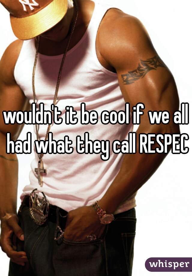 wouldn't it be cool if we all had what they call RESPECT