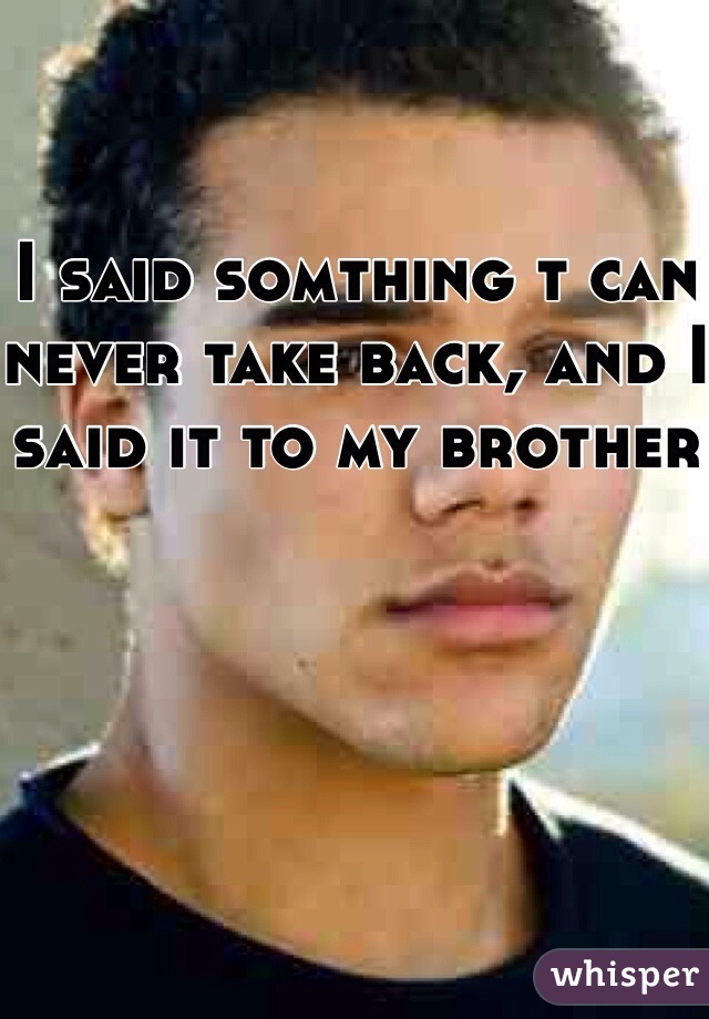 I said somthing t can never take back, and I said it to my brother