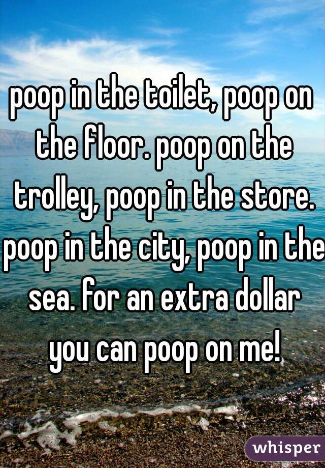 poop in the toilet, poop on the floor. poop on the trolley, poop in the store. poop in the city, poop in the sea. for an extra dollar you can poop on me!